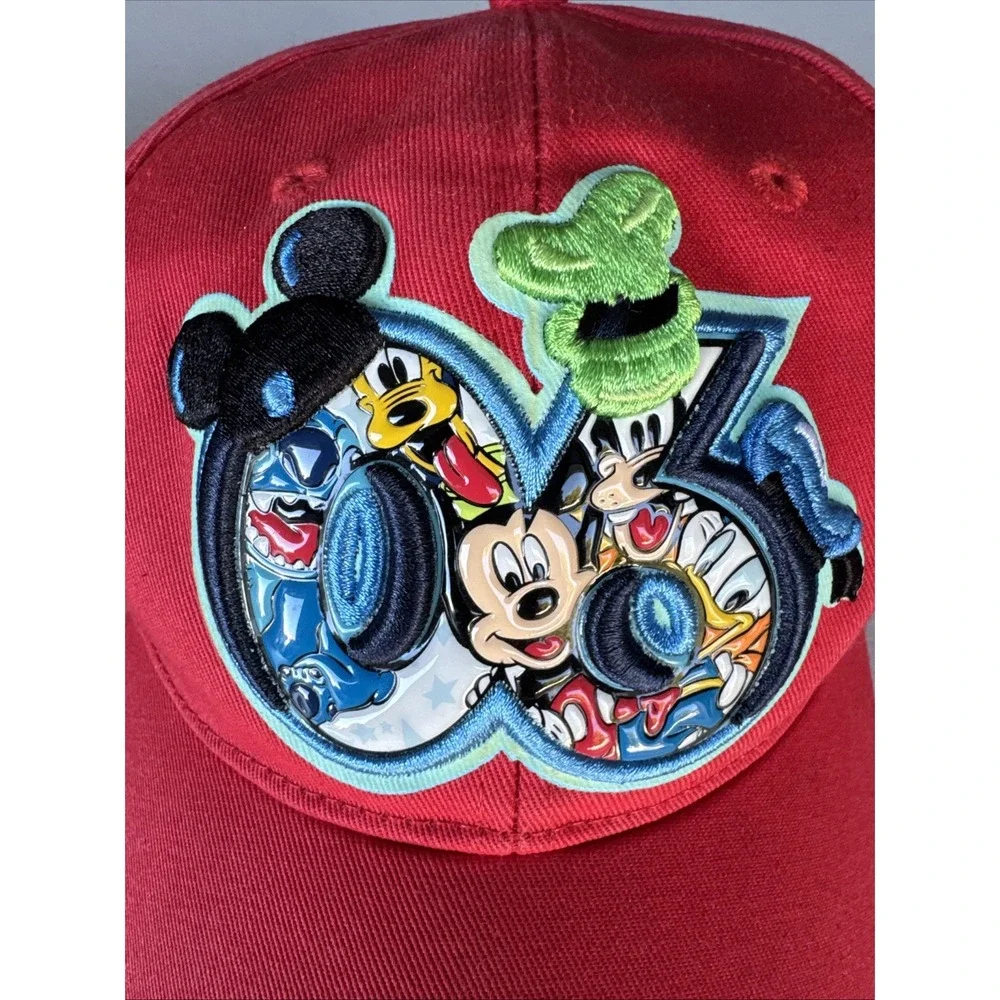 '06‎ Disneyland 50th Anniversary Red Embroidered Youth Size Hat 100% Cotton